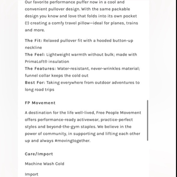 Free People Pippa Pullover Puffer Jacket Size XS NWT - Picture 4 of 16